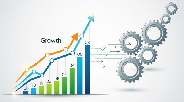 A graphic illustrating business growth and efficiency.